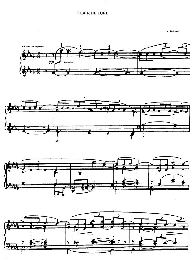 Debussy Clair de lune, page1